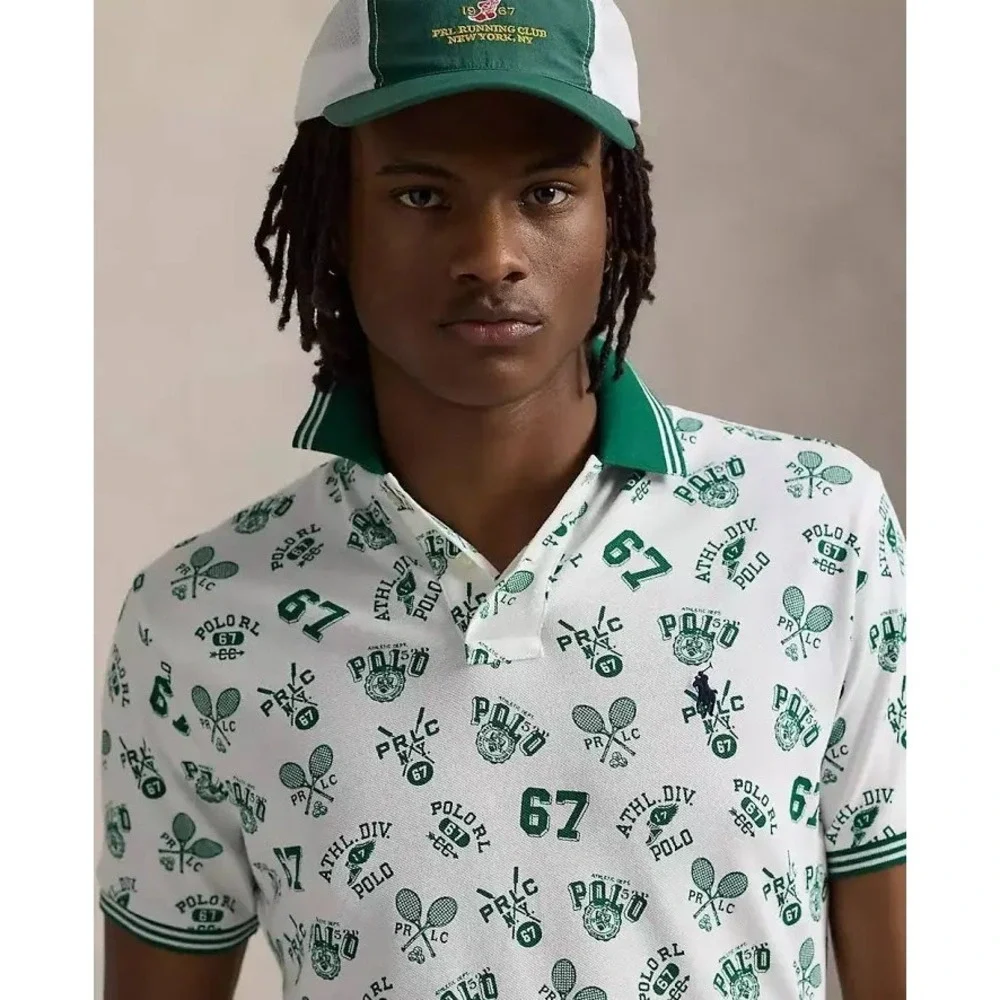 Polo‎ Ralph Lauren Men's Big & Tall 3XLT White Green Sports Graphic Polo Shirt